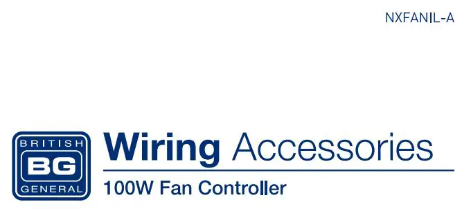 BG ELECTRICAL 887-01 100W Fan Controller Instruction Manual