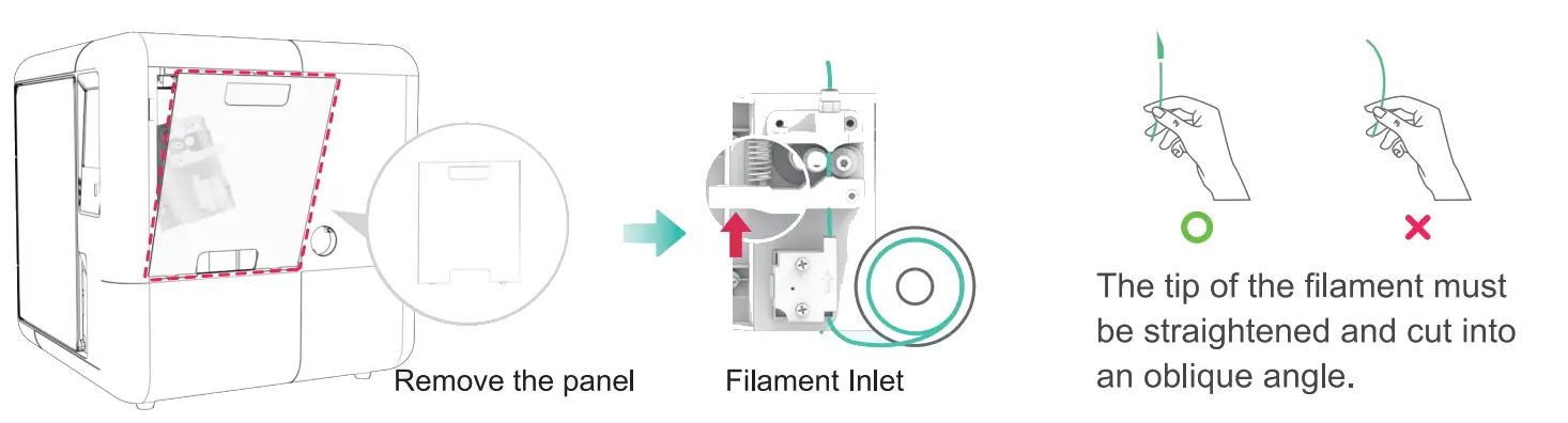 X MAKER IME3D2011 Smart 3D Printer - Install the filament