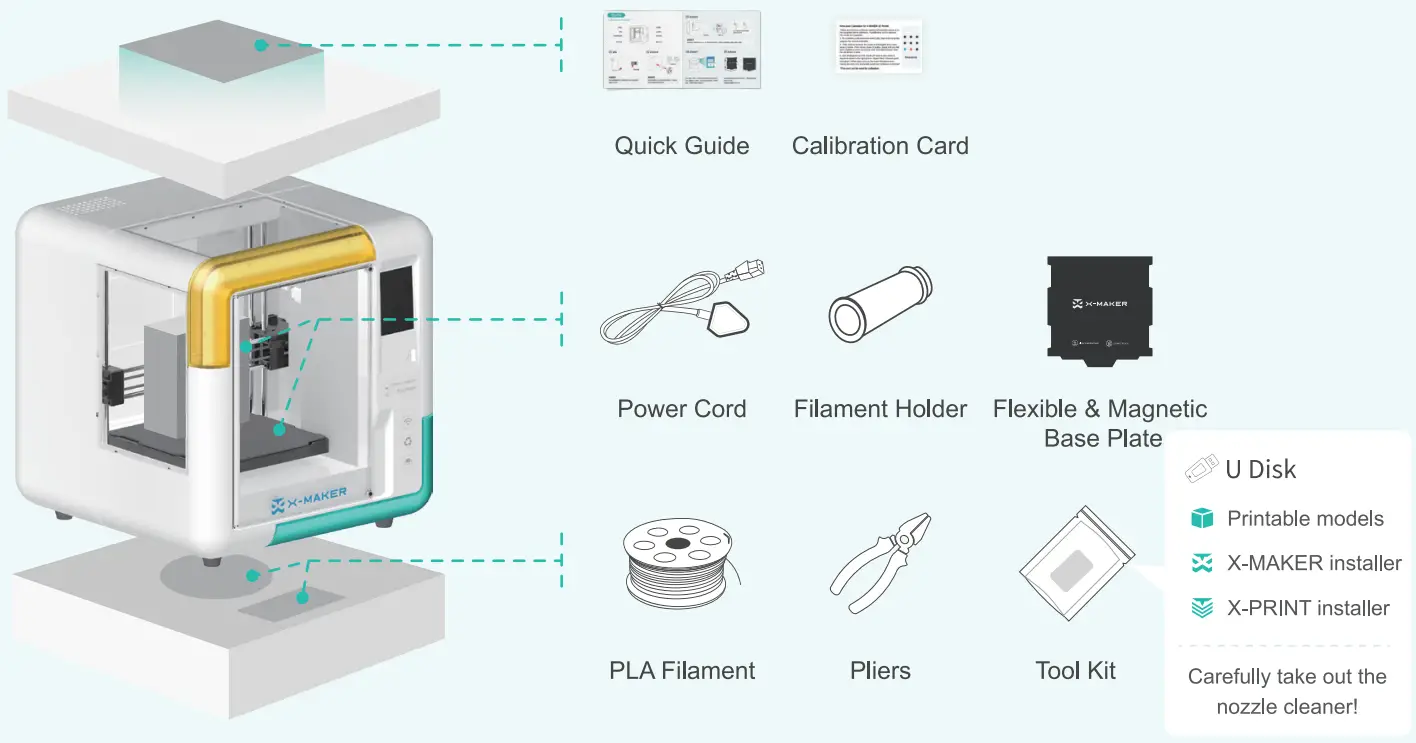 X MAKER IME3D2011 Smart 3D Printer - Packing List