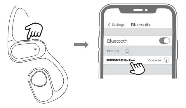 SOUNDPEATS RunFree Lite Open Ear Sports Bluetooth V5.3 Headphones - Pairing