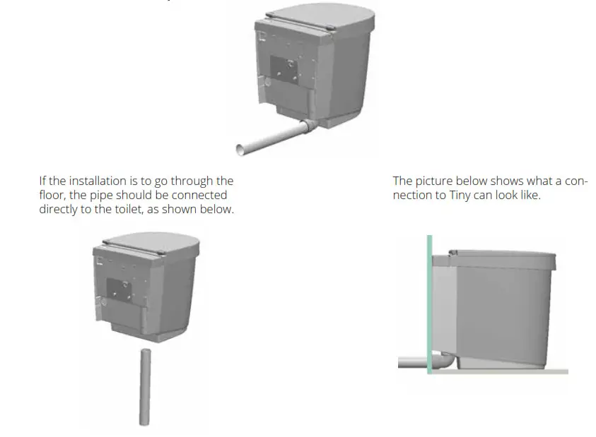 Tiny 1270 Toilet 1270 with Internal Urine Tank - pipes 1