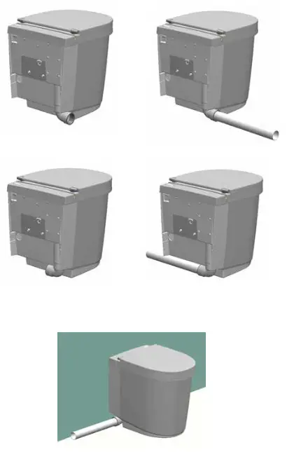 Tiny 1270 Toilet 1270 with Internal Urine Tank - visible pipes