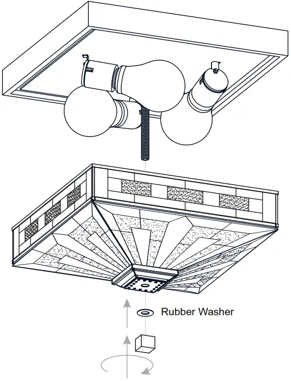 QUOIZEL TF5622MBK Tiffany 3 Light 14 inch Matte Flush Mount Ceiling Light - Assembly6