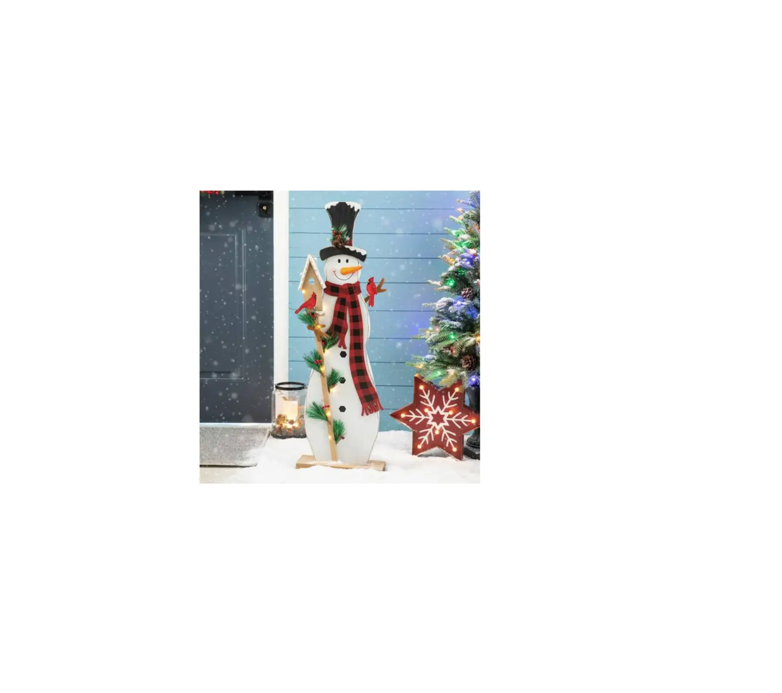 Glitzhome 2010100043 Lighted Wooden Snowman Porch Decor Instruction Manual