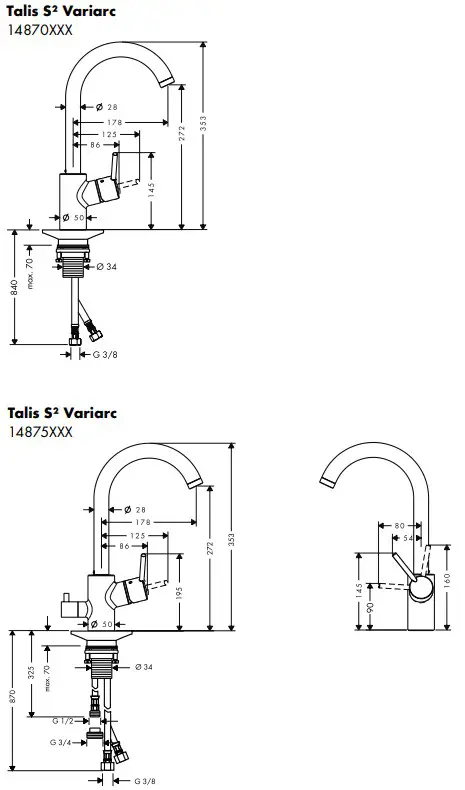 hansgrohe TALIS S2 VARIARC Lever Sink Faucet - fig 4