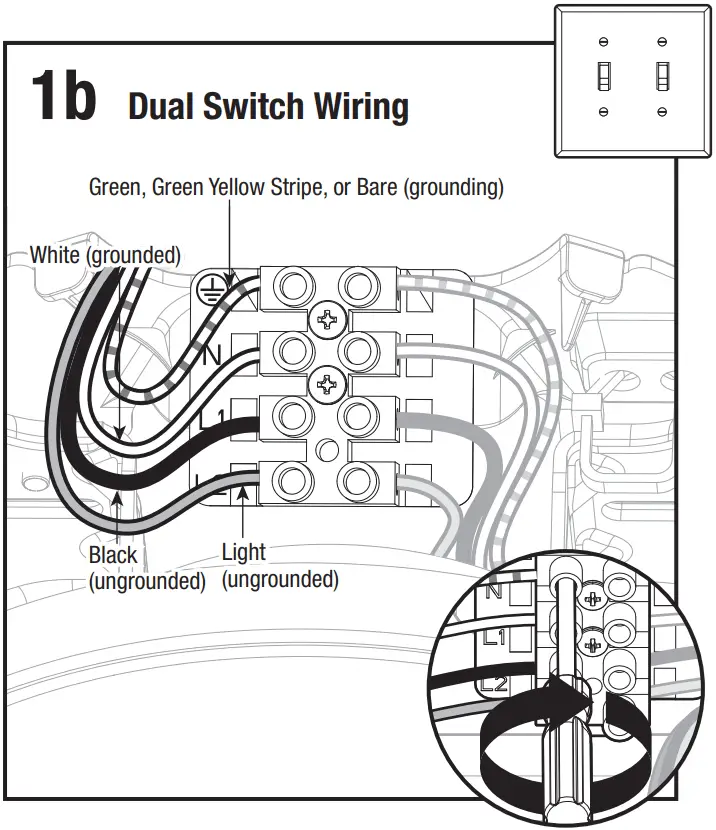 Hunter 52431 4 Lights Ceiling Fan - Dual Switch Wiring