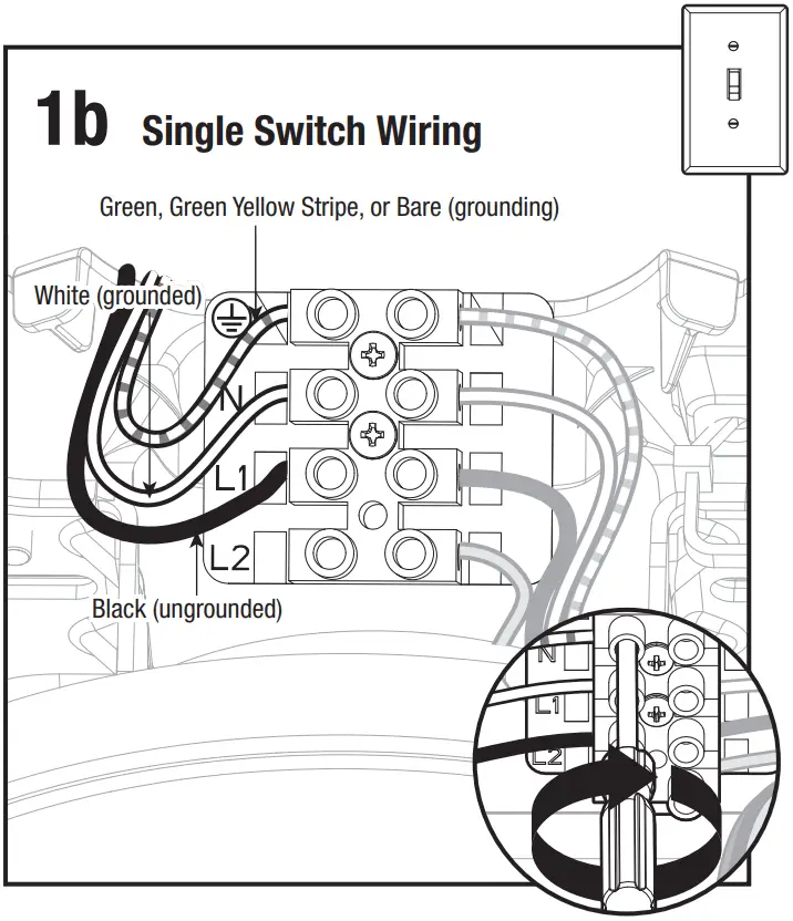 Hunter 52431 4 Lights Ceiling Fan - Single Switch Wiring