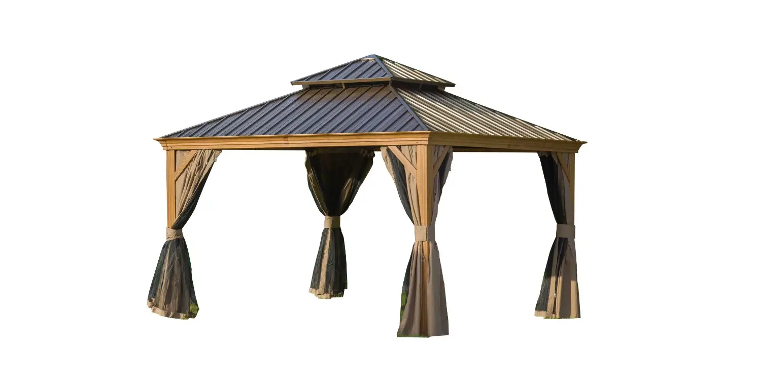 Domi Outdoor Living 8223 Hardtop Gazebo Wood Looking With Drainage Gutters Instruction Manual