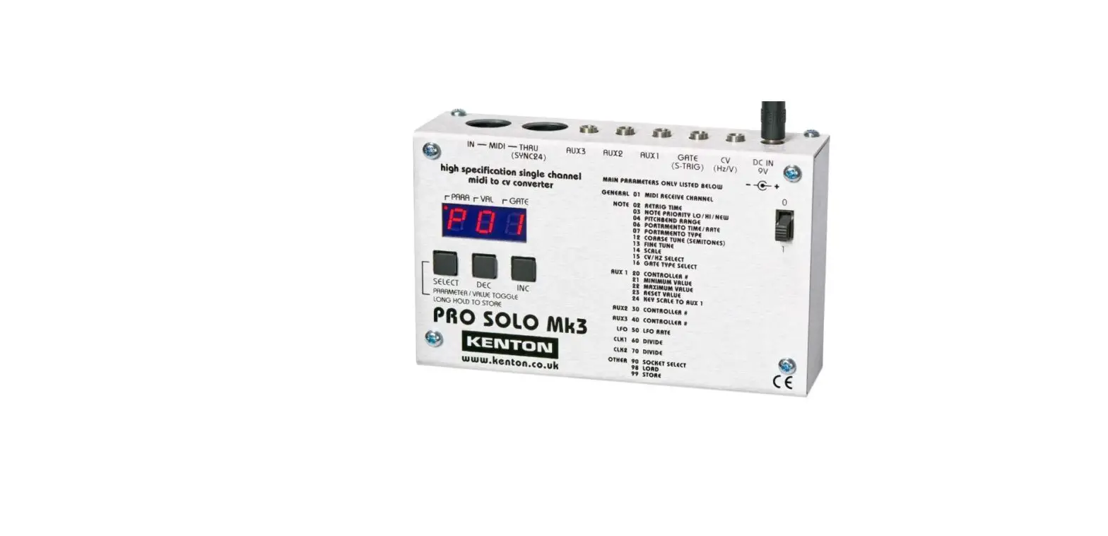 Kenton Pro Solo Mk3 High Spec Midi To Cv Converter Owner's Manual Kenton Pro Solo Mk3 High Spec Midi To Cv Converter Owner's Manual