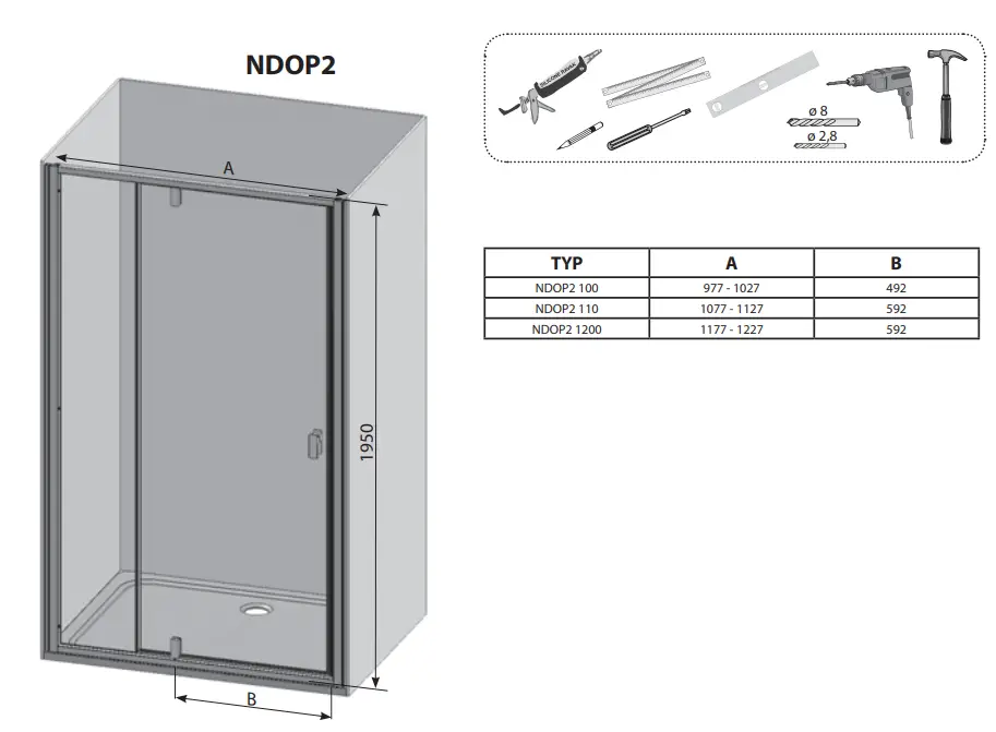 RAVAK NDOP1 80 Shower Door - assembly 4