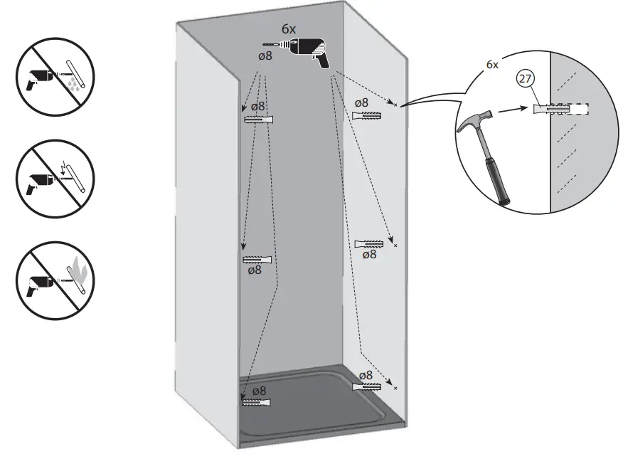 RAVAK NDOP1 80 Shower Door - assembly 6