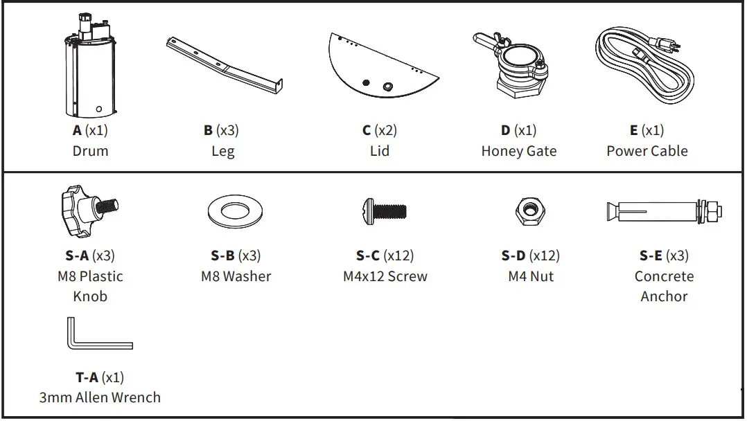 V I V O BEE-V004E Electric 4 to 8 Frame Stainless Steel Honey Extractor - fig 1