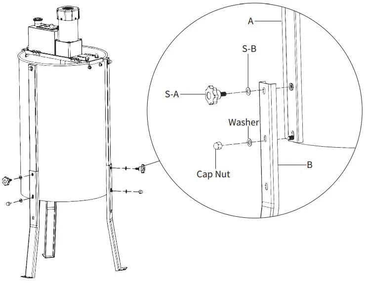 V I V O BEE-V004E Electric 4 to 8 Frame Stainless Steel Honey Extractor - fig 4