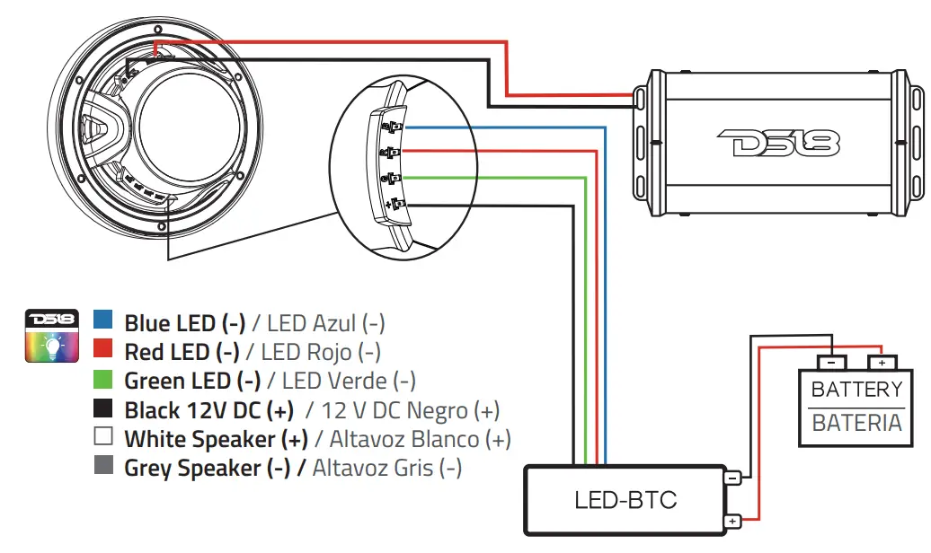 DS18 NXL 6M 6 5 Inch Marine Grade Coaxial Speaker with RGB LED Lights - fig1