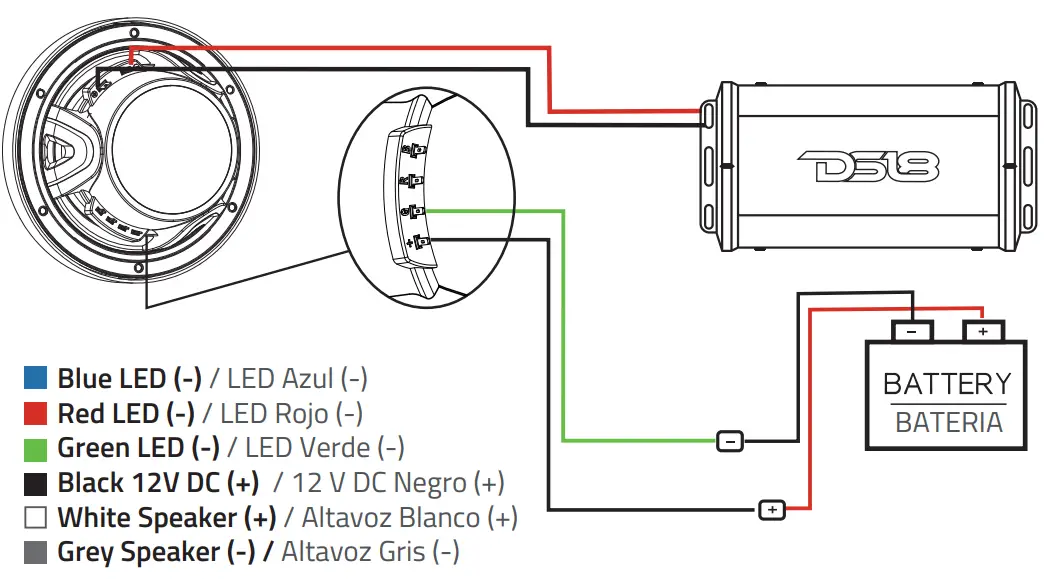 DS18 NXL 6M 6 5 Inch Marine Grade Coaxial Speaker with RGB LED Lights - fig2