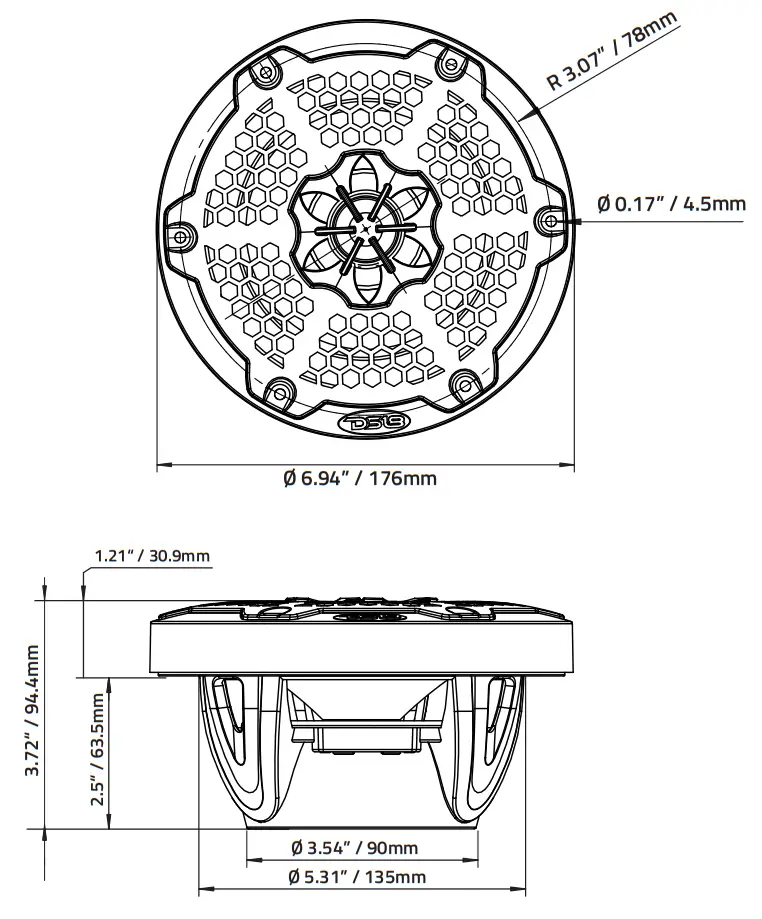 DS18 NXL 6M 6 5 Inch Marine Grade Coaxial Speaker with RGB LED Lights - fig3
