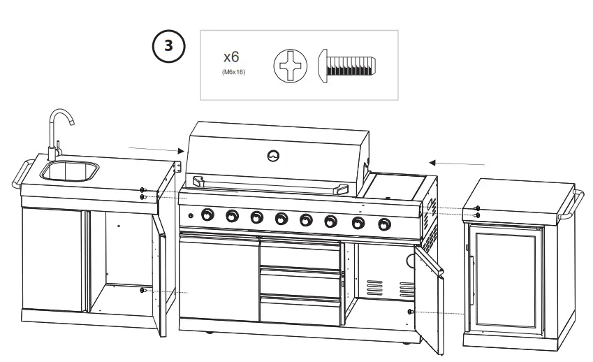 MUSTANG G611A OK XL Outdoor Fridge Faucet 4 Burner - fig2