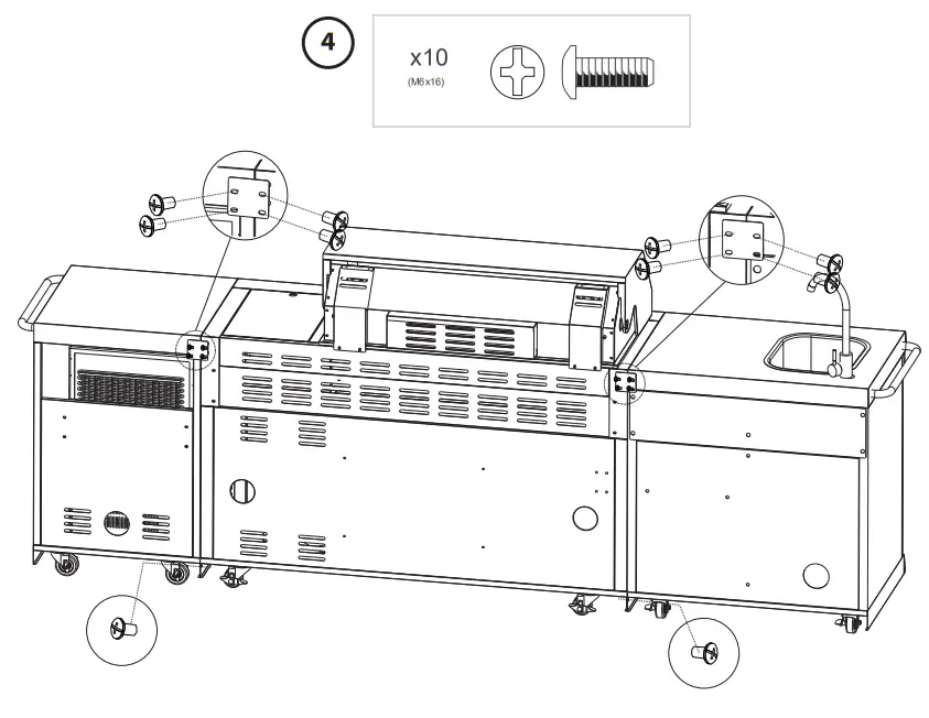 MUSTANG G611A OK XL Outdoor Fridge Faucet 4 Burner - fig3