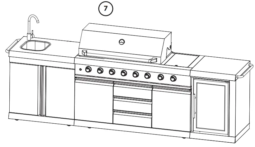 MUSTANG G611A OK XL Outdoor Fridge Faucet 4 Burner - fig6