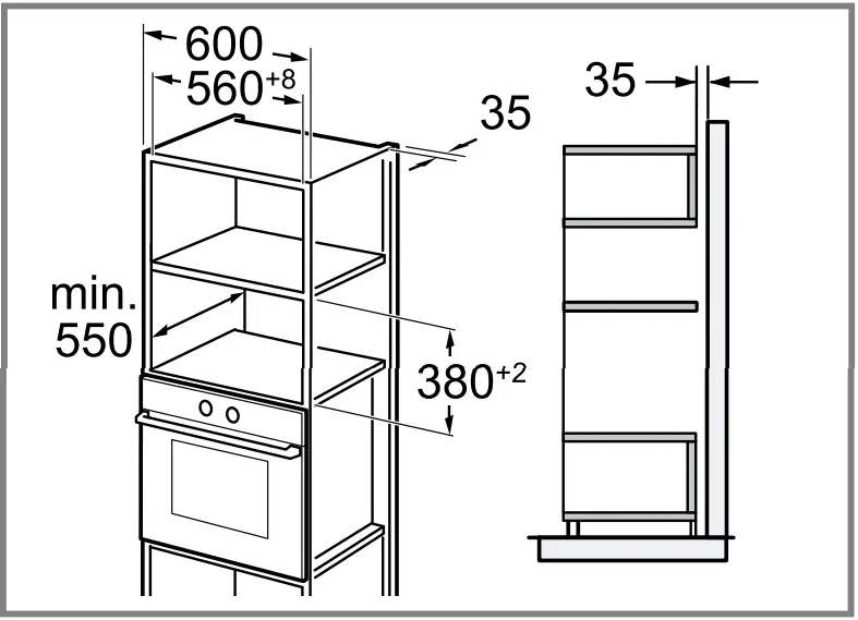 Installing in a tall cupboard