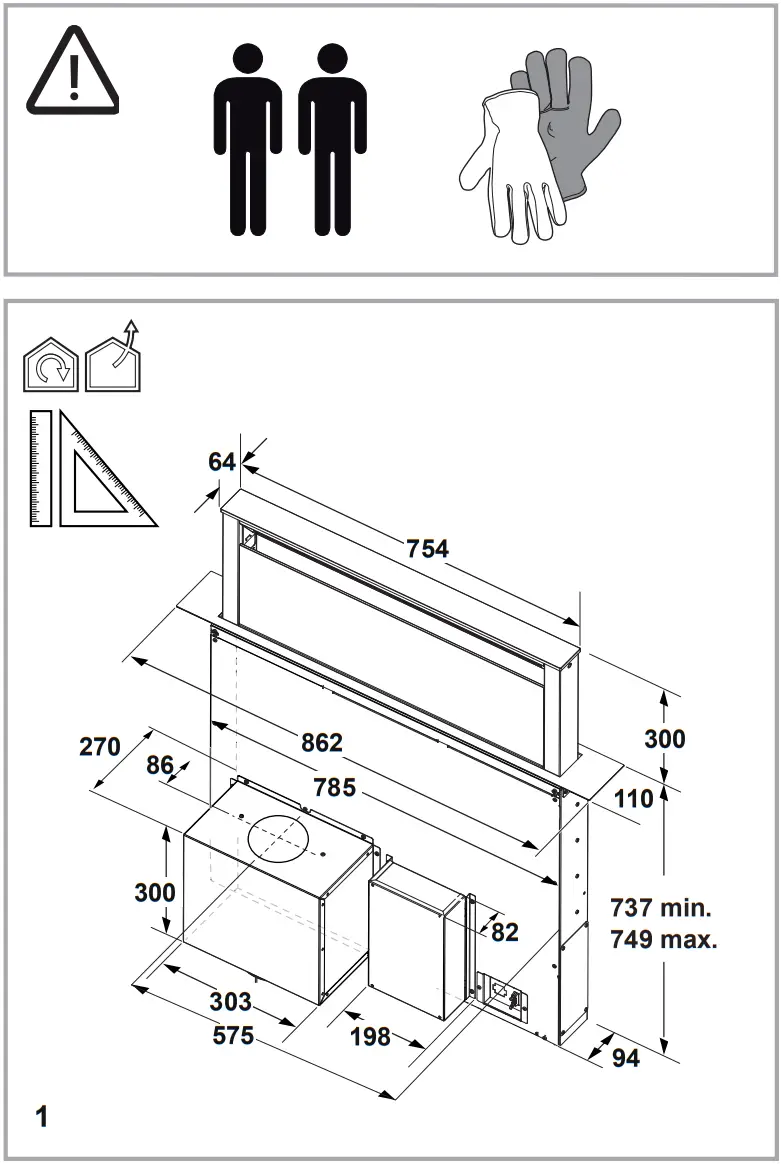 elica Getup 90cm Downdraft Extractor - Mounting 2