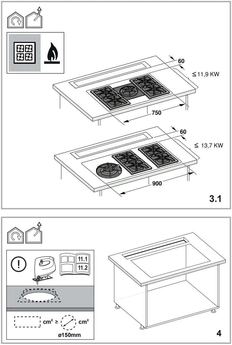 elica Getup 90cm Downdraft Extractor - Mounting 5