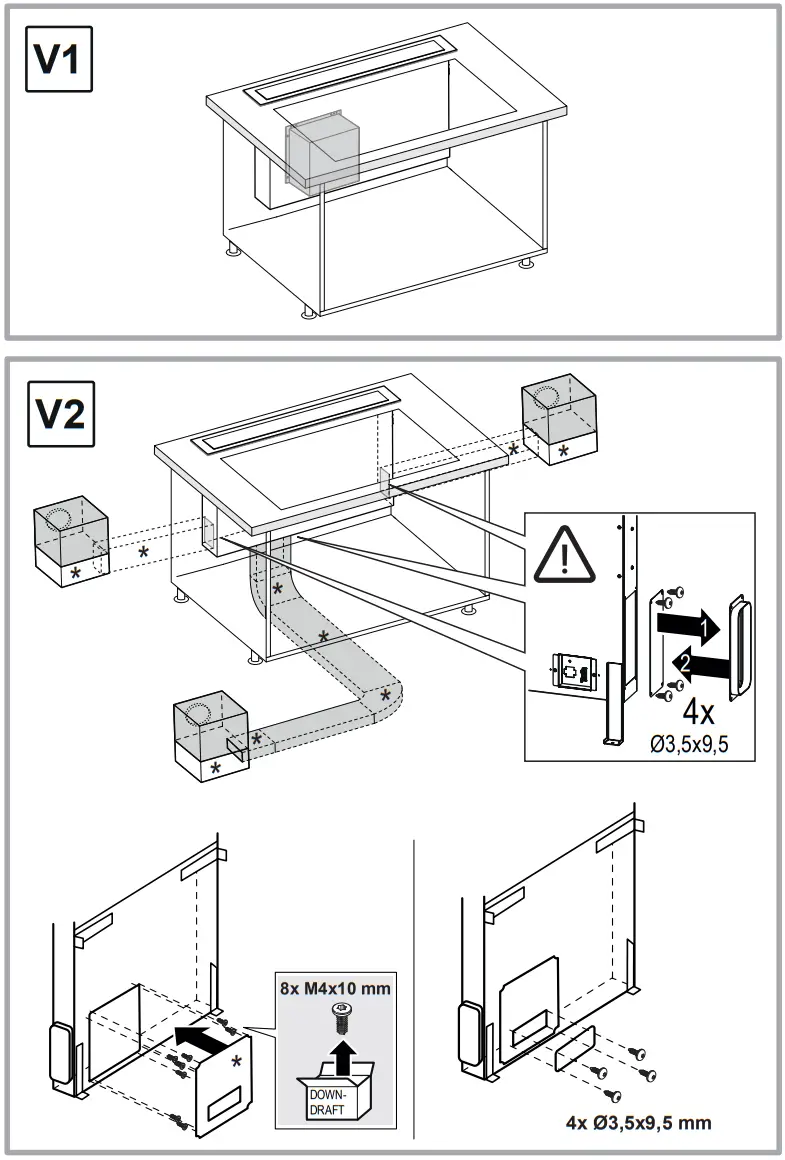 elica Getup 90cm Downdraft Extractor - Mounting