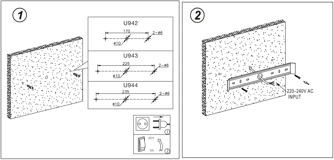 HALCYON U942 Surface Mt Wall Light Two Way 9w - Fig 1