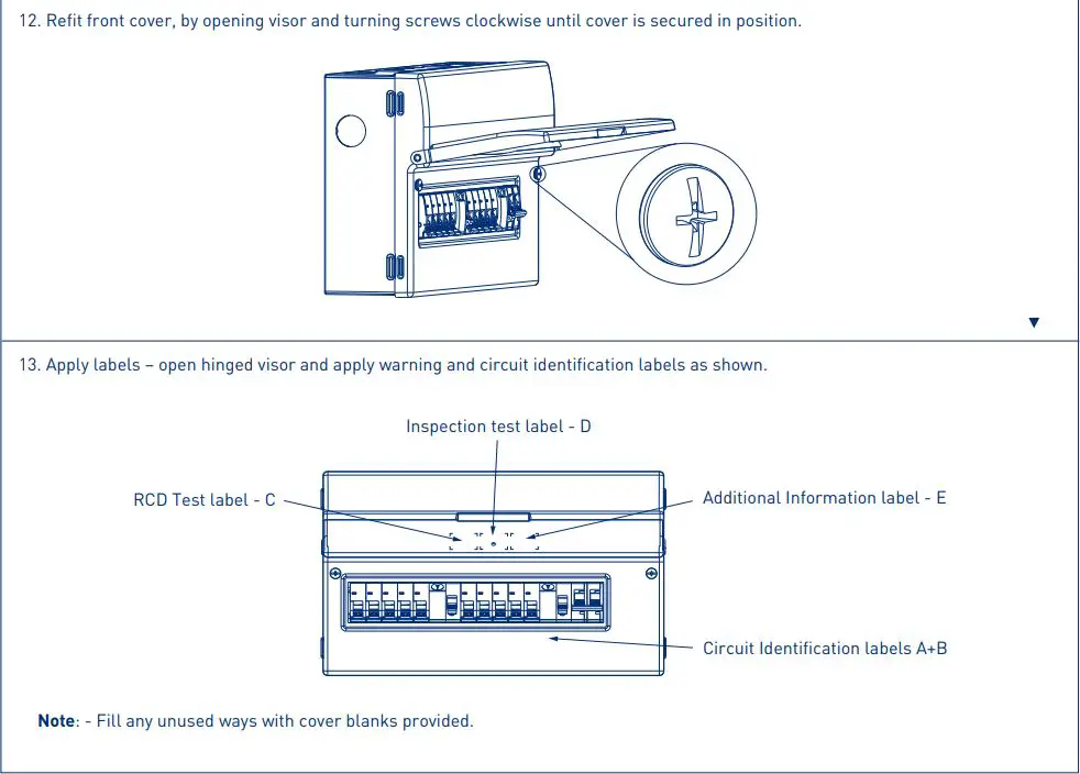 BRITISH GENERAL CFUGA2IL Metal Consumer Unit Instruction Manual - Instructions