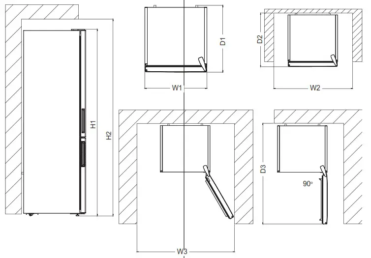 FINLUX FXCA 3740CE Fridge Freezer - Dimensions