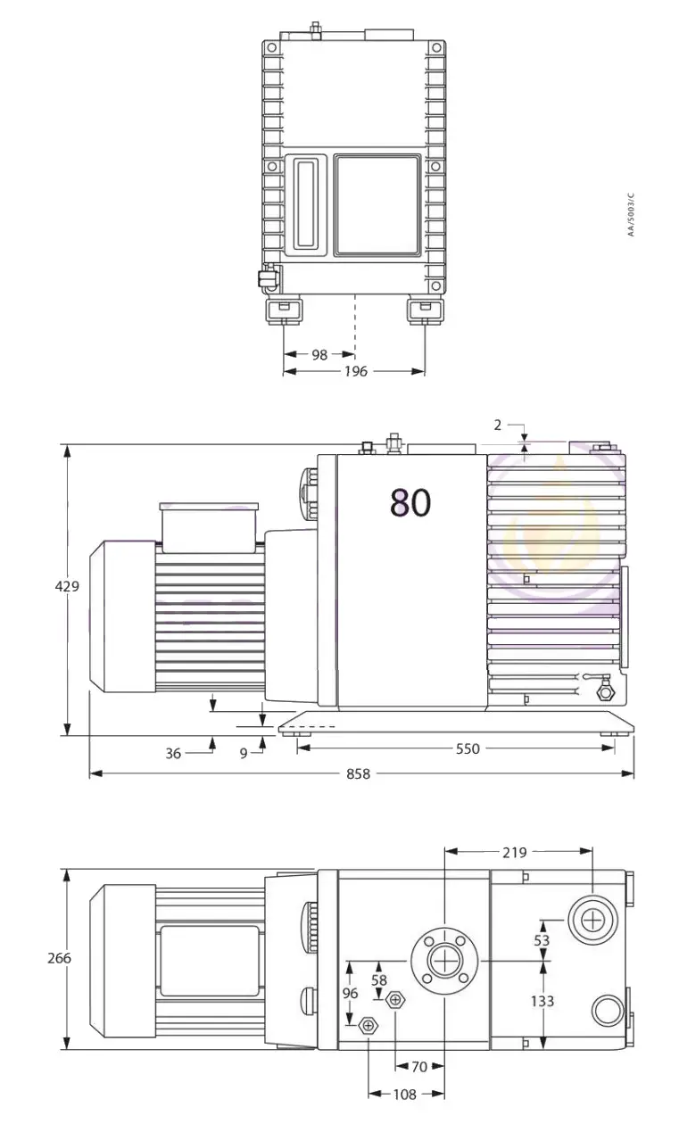 EDWARDS E2M40 Rotary Vacuum Pumps - Dimensions 2