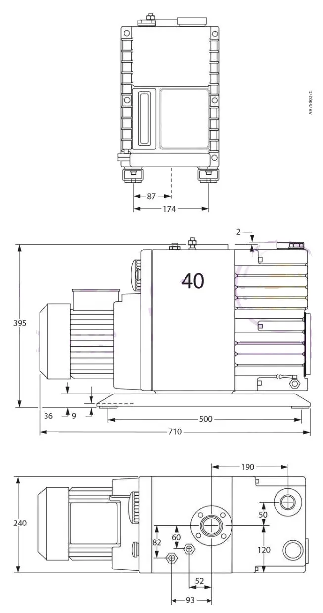 EDWARDS E2M40 Rotary Vacuum Pumps - Dimensions