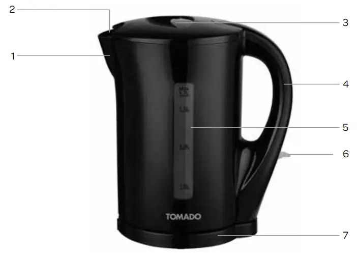 TOMADO TWK1700B Electric Kettle - PRODUCT DESCRIPTION