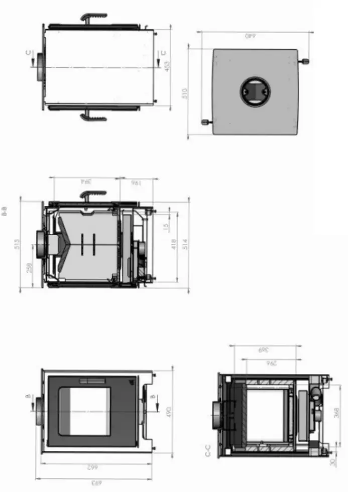Mendip Stoves SE Woodland SE Multi fuel Stove - sided