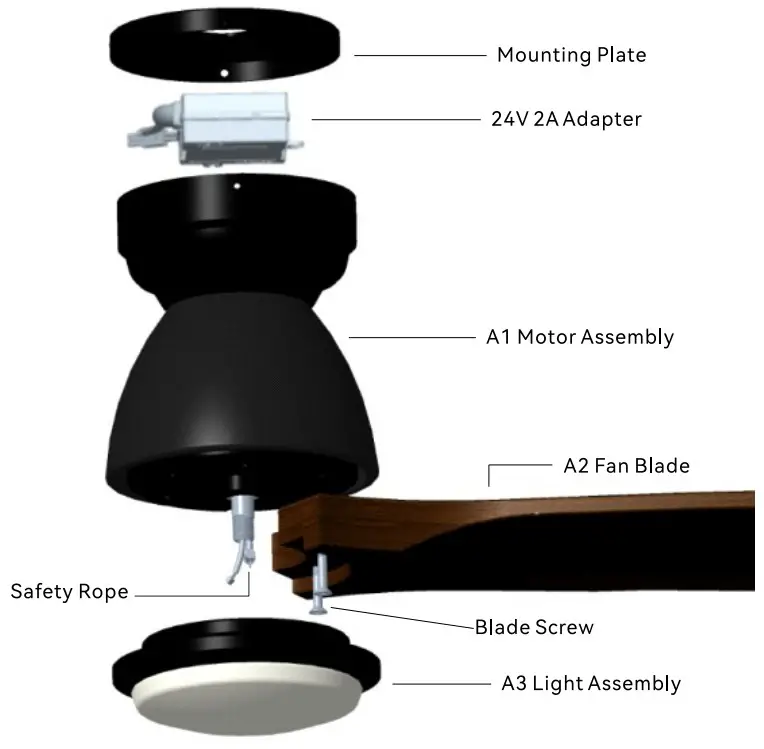 CARRO Integrated LED Indoor Outdoor Nickel DC Motor Smart Ceiling Fan w Light Remote - fig