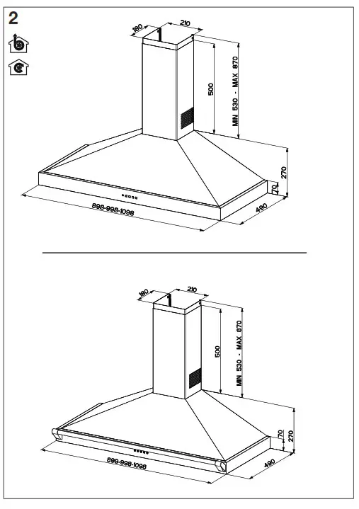 belling 444411676 Farmhouse 110PYR 110cm Chimney Cooker Hood - fig 3