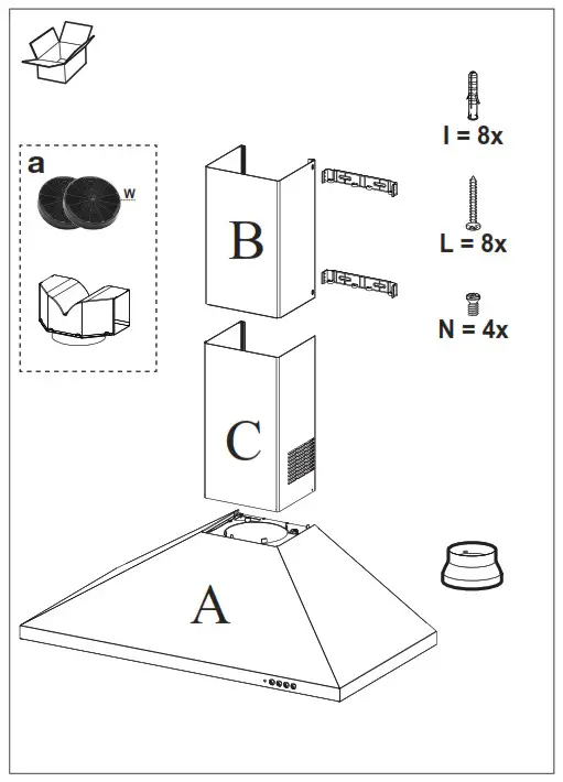 belling 444411676 Farmhouse 110PYR 110cm Chimney Cooker Hood - fig