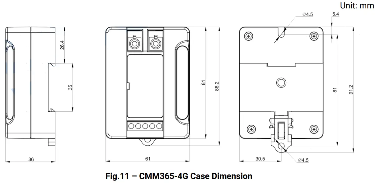 SmartGen CMM365 4G Cloud Monitoring Communication Module - CASE DIMENSION