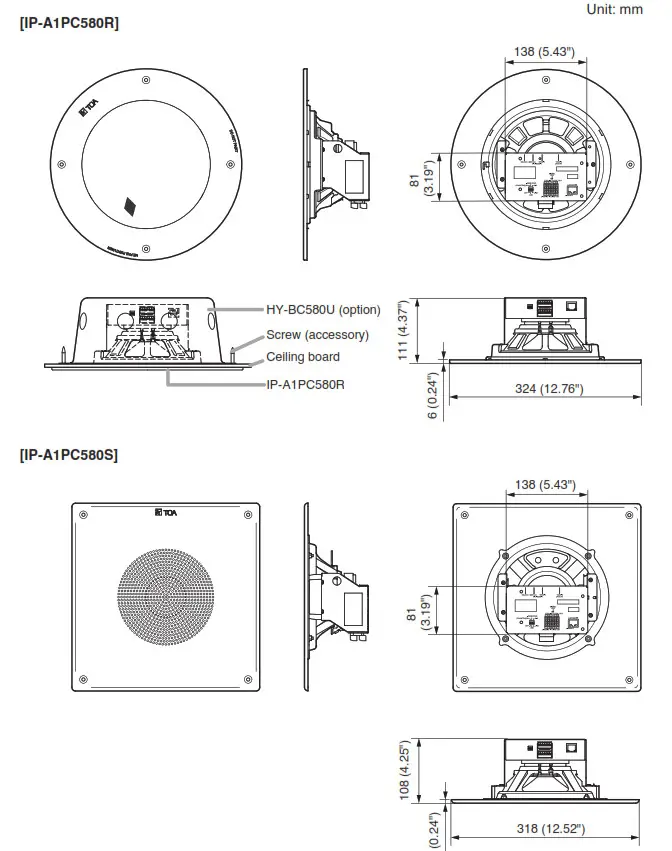 TOA IP A1PC580R IP Ceiling Mount Speaker