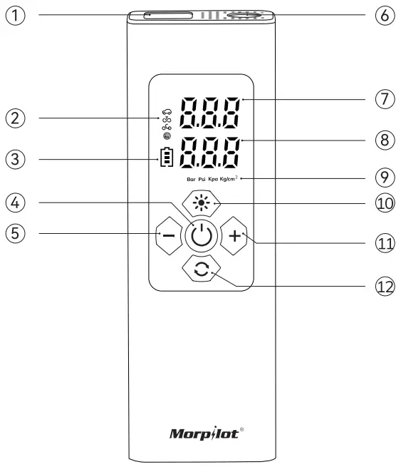 Morpilot MS22C-003 Tire Inflator Portable Air Compressor - Component Description 1