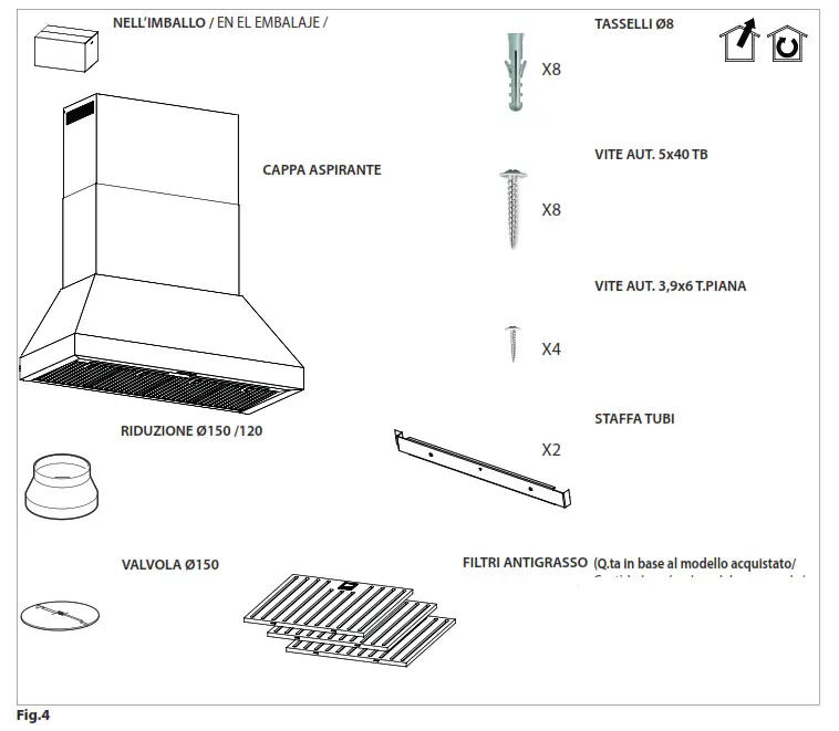 BERTAZZONI KPH90MASXT Cooker Hood - fig 1