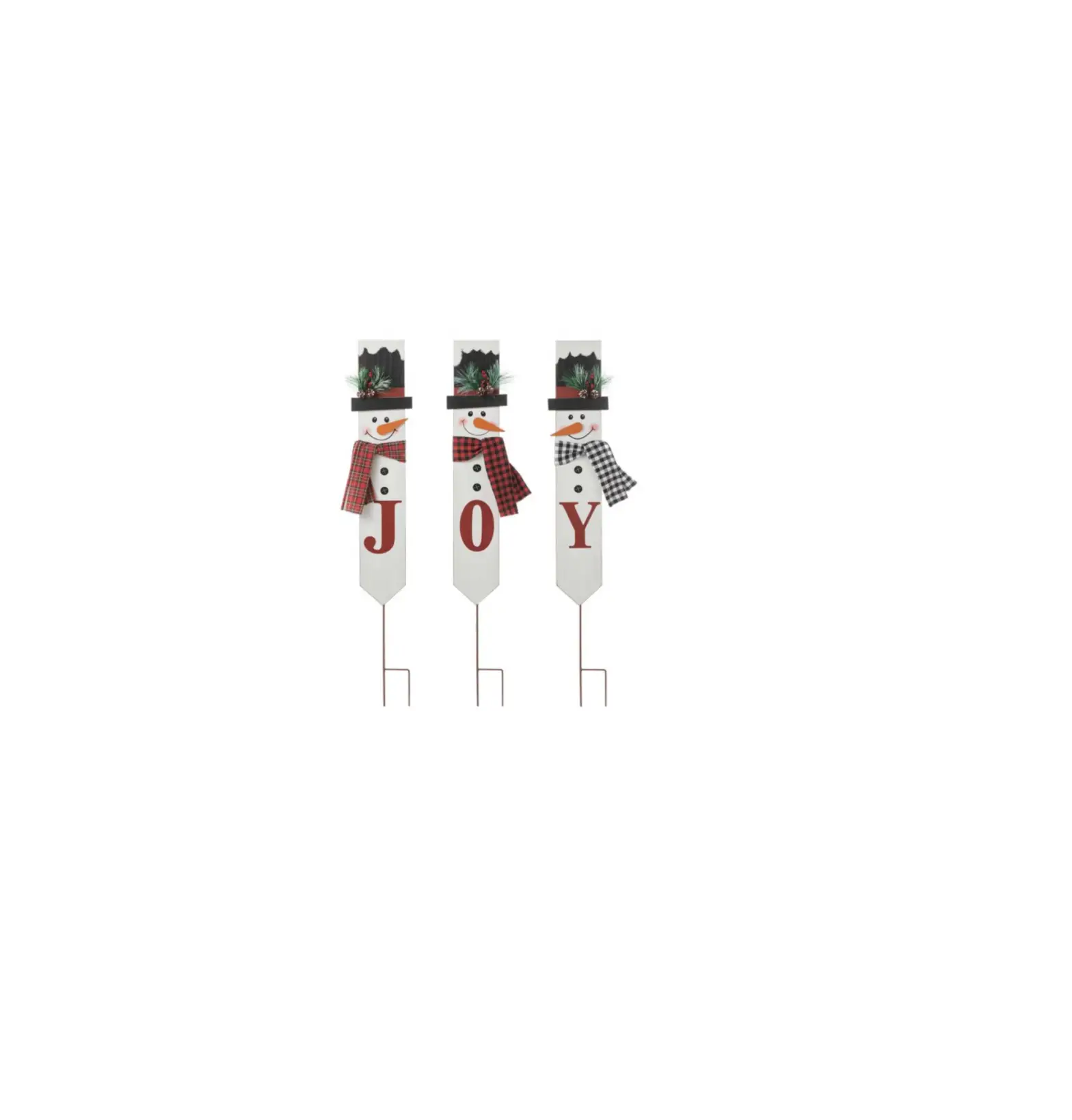 Glitzhome 2010200031 Set Of 3 Wooden And Metal Snowman Yard Stake Instruction Manual