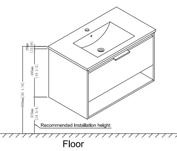 Jim s Maison JMJ-BCB-43 Bathroom Vanity Instruction Manual - Dimensions
