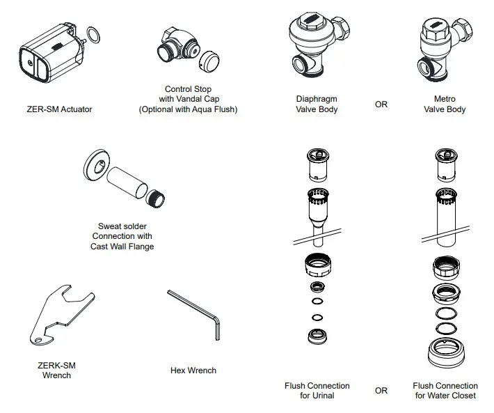 ZURN ZER-SM Series Automatic Battery Powered Flush Valve - Fig