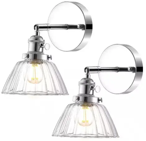 WINGBO WBWL-GL15-CH 1-Light Nickel Wall Sconces