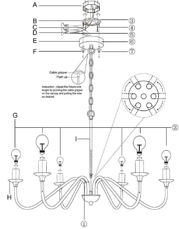 4MODERNHOME 9004-6BK 6-Light Black Candlestick Chandelier 1
