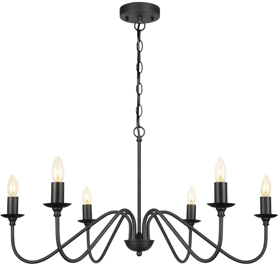 4MODERNHOME 9004-6BK 6-Light Black Candlestick Chandelier product