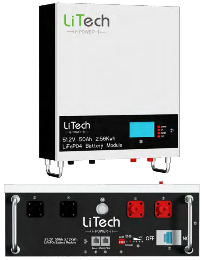 LiTech POWER LPPW48V50AH16S1PF001 PowerWall Energy Storage System - Interface