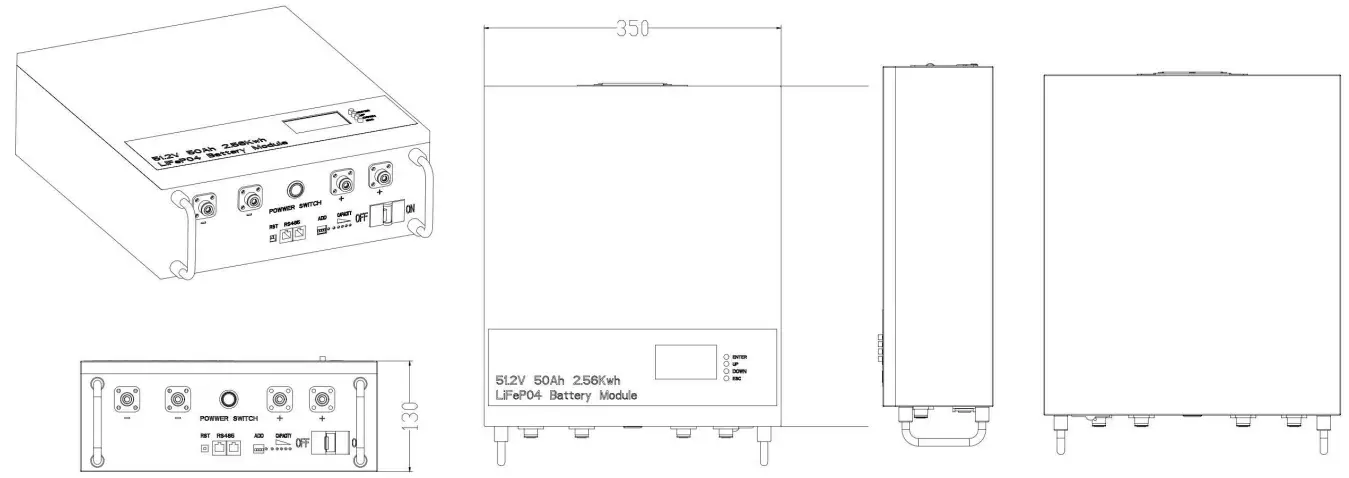 LiTech POWER LPPW48V50AH16S1PF001 PowerWall Energy Storage System - Products Dimension