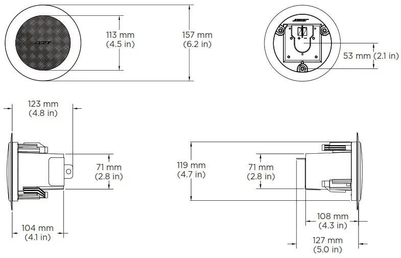 BOSE FreeSpace 3 Subwoofer Satellite Systems - Product Dimensions 2